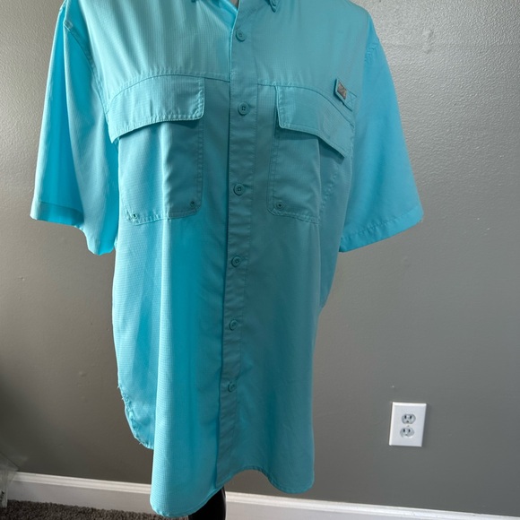 Ocean Coast men’s medium button up front fishing shirt front pockets vented back - Picture 4 of 15
